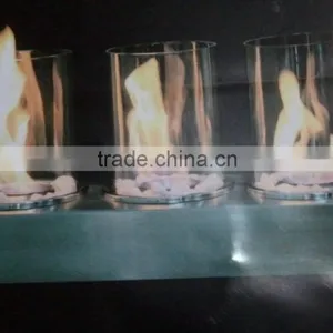 Stainless Steel Bio Ethanol Fireplace With 3 Pcs Clear Borosilicate Glass Tube thumbnail-3