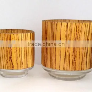 Creative Christmas Wood Grain Design Glass Candle Container Candle Glass Jar thumbnail-3