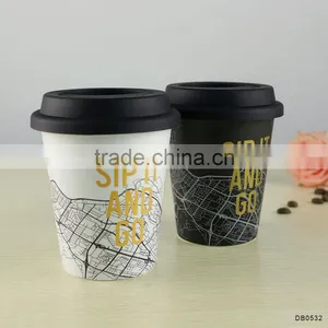 Anti Spill Double Wall Ceramic Travel Mug Double Wall Ceramic Mug thumbnail-1