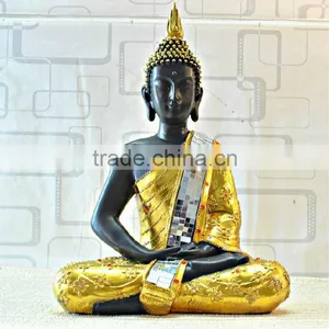 Polystone Vintage Meditating Buddha Statue thumbnail-1