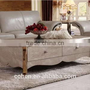 Golden Color Stylish Stainless Steel Center Coffee Table/modern Furniture B109 thumbnail-1