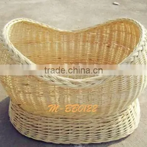 Hand Made White Baby Wicker Basket thumbnail-4
