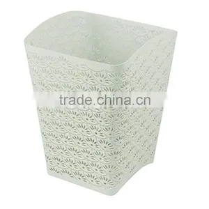 White Arc-shape Metal Punched Spray Open Top Trash Can thumbnail-2