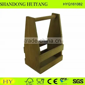 Custom 2 Bottle Wooden Wine Holder With Handle Wholesale thumbnail-1