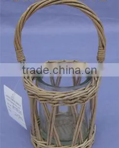 Decorative Wicker Candle Holder With Handle thumbnail-1