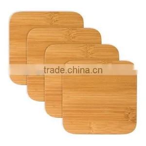 Bamboo Coaster Set With a Natural Finish, Each Measures 4x4" & Prevents Condensation thumbnail-1