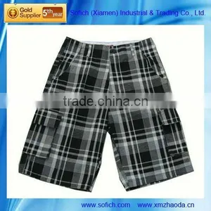 BU-026 Mens Cargo Printed Check Shorts thumbnail-1