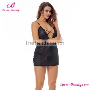 High Quality Deep V Lace Women China Babydoll Lingerie thumbnail-3