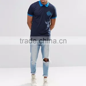 MGOO New Design Casual Summer Plain Side Split 180g 100% Cotton Short Sleeve Mens POLO T-Shirt With Chest Printing thumbnail-4