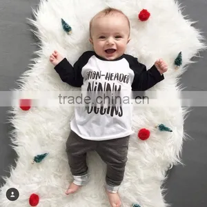 Wholesale Children's Boutique Clothing Long Sleeve Contrast Color T-shirt With Letter Printing 2016 Autumn Kid Clothes thumbnail-2