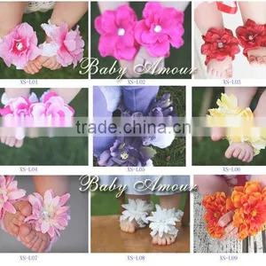 Baby Girls Barefoot Sandals Shoes PVC Flower Baby PreWalker Infant Toddler Shoes For Photoes thumbnail-1