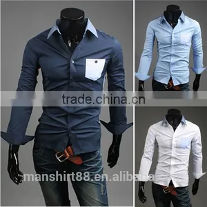 2017 Latest Fashion 100% Cotton 50s*50s Casual Slim Fit Dress Shirt for Men thumbnail-2