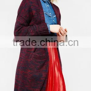 Women's Long Tunic Wrap Around Mixed Wool Cardigan Sweater With Wholesale Price thumbnail-3
