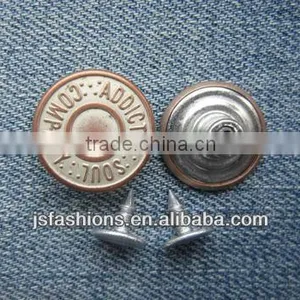 Letter Printed Brass Jeans Buttons for Garments JS -2005 thumbnail-1