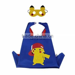 High Quality Pocket Monster Pikachu Cloak With Mask 70cm Halloween Cosplay Pokemon Pikachu Mask thumbnail-2