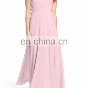Elegant Spaghetti Strap Long Chiffon Surplice Sexy Evening Dress Women thumbnail-6