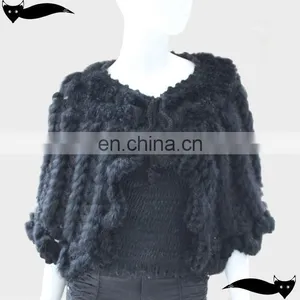 2013 New Arrival Black Knitted Rabbit Fur Shawl thumbnail-1