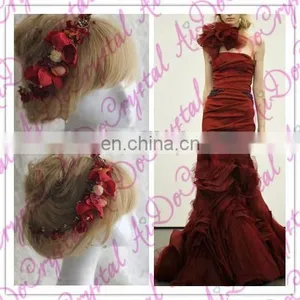 Aidocrystal Sex Red Wedding Hair Accessories Bridesmaid Bridal Hair Pins Blush Silk Flower Hair Accessory thumbnail-4