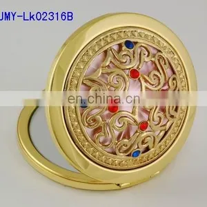 3D Decoration Gold Metal Compact Mirro thumbnail-1