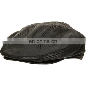 LEATHER GOLF CAP BLACK DRIVING HATS thumbnail-2