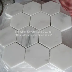Oriental White Hexagon Marble Mosaic Floor Tiles Backsplash Mosaic thumbnail-3