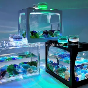 Jelly Fish Tank Aquarium Mood Night Light Color Change Jellyfish Table Lamp for Kids Home Office Decor Magic Lamp for Gift thumbnail-5