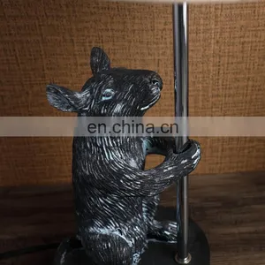New Design Cute Animal Mouse Shape Hotel Retro Bedside Lights With Linen Lampshade thumbnail-6