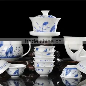 Bird Design Ceramic Tea Set Suit Porcelain Teaset 14 Pcs thumbnail-1