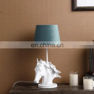 UK Fashion Design Animal Shape White Horse Resin Base Custom Bedside Lamps With Custom Logo thumbnail-1