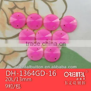 2holes Fluorescent Pink Polyester Sewing Stones thumbnail-1