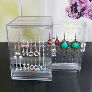 Acrylic Jewelry Storage Box Earring Display Stand Organizer Holder With 3 Vertical Drawer thumbnail-3