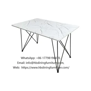 Metal Tube Legs MDF Top Square Dining Table thumbnail-1
