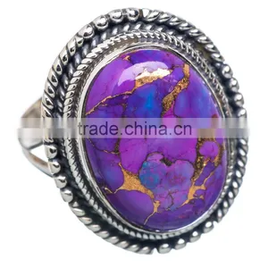 COPPER TURQUOISE RING ,WHOLESALE SILVER JEWELRY,SILVER EXPORTER,SILVER JEWELRY FROM INDIA thumbnail-1