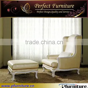 French Style Oak Frame Living Room Leisure Chair and Stool CN120926 Quality Choice thumbnail-1