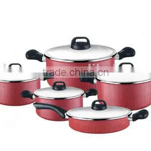 10 Pcs Strip Design Cookware Sets Including of Casserole and Frying Pan thumbnail-1
