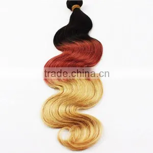 Brazilian Body Wave Cheap And Beauty Ombre Hair Extension Ombre Bundles 100% Remy Human Hair Extension 3 Tone Color Ombre Hair thumbnail-1