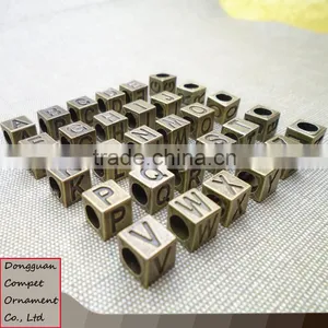 Diy Bracelet Alloy Jewelry Accessories The Ancient Bronze Square 7 X7mm 26 English Letters Beads thumbnail-3