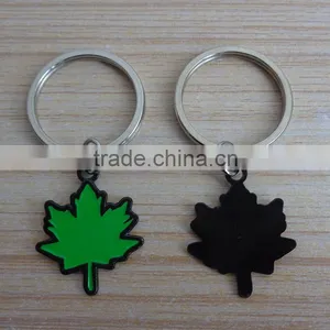 Green Leaf Shape Black Metal Keychains thumbnail-1