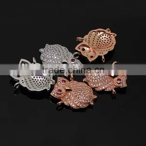 CZ6457 Wholesale Mirco cz Pave Owl Bracelet Charm Connectors thumbnail-1