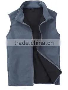 Causal Style Outdoor High Collar Man Blue Polar Fleece Vest thumbnail-3