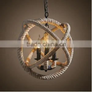 Vintage Style Hemp Rope Tyre Pendant Lighting - Hemp Rope Chandelier thumbnail-1