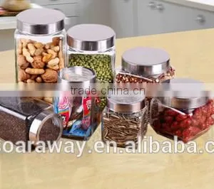 Candy Glass Storage Jar Sealed Cans Straight Dry Fruit Flower Pot With Silver Screw Cap thumbnail-1
