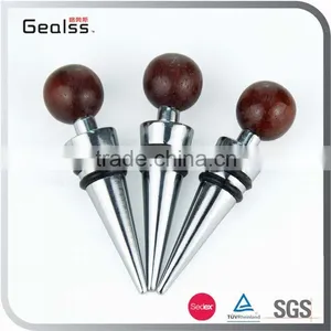 Wood Head Decoration Wine Bottle Stopper Cap Wine Metal Bottle Stopper Supplier's Choice thumbnail-2