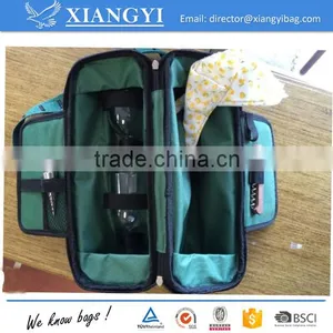 Canvas Picnic Wine Bag Kit Glasses Cork Opener Insulated Wine Tote Bag Supplier's Choice thumbnail-1