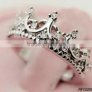 Fashion Crown Shape Crystal Jewelry 18K Real Gold Plated Ring Made With Genuine Austrian Crystal Ring thumbnail-1