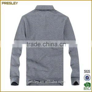 High Quality Gray Long Sleeve Slim Polo T-shirt thumbnail-3