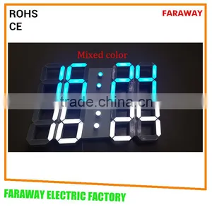 Remoter Large Blue Digital Led Wall Clock With Temperature, Date and Alarm thumbnail-1