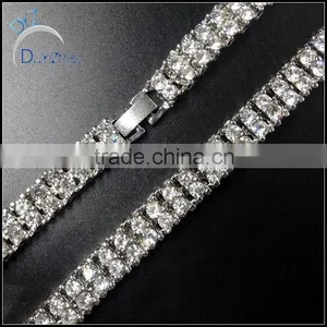 New 2 Row Hip Hop Fake Crystal Necklace thumbnail-2