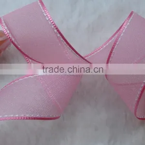 Wired Organza Ribbon/ Silver Organza Ribbon/silver Metallic Ribbon Wholesale thumbnail-4