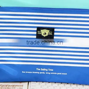 Striped Printing Polyester A4 Document Bag With Zipper thumbnail-1